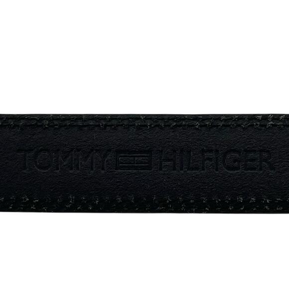 Tommy Hilfiger Men's Black Leather Silver Tone Hardware Belt Size 44 - Picture 2 of 8